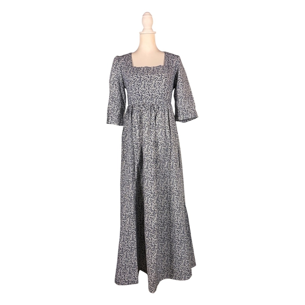 Vintage 70s Floral Dress S Cottagecore Folk Prairie Maxi Modest Ditzy Mori Girl